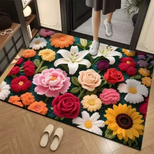 3D Vision Diatomaceous Earth Non Slip Door Mat Quick Dry Entrance Mat for Home Bathroom Kitchen Easy to Clean Novelty Diatomite
