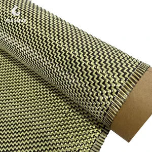 3K Carbon Fiber Aramid Hybrid Woven Fabric Yellow Green Plain Weave For Aerospace Automotive and Sporting Goods