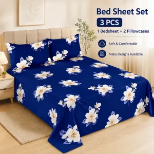 3PCS Printed Bed Sheet Set Drap De Lit Juego De Sabanas King Size Bedding Set With 2 Pillowcases Ready Stock