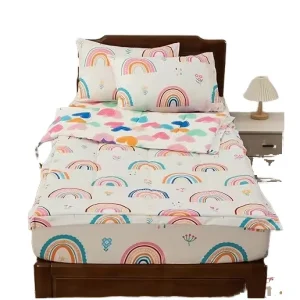 3Pcs Floral Kids Comforter Set with Zipper Hotel Home Use Twin Size Bedding