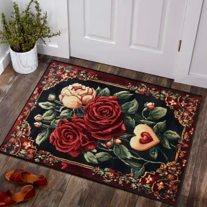 3d Rug Printed American Style Pastoral Style Home Decor Area Rug Door Mat Red Rose Door Mat Non slip Foot Mat