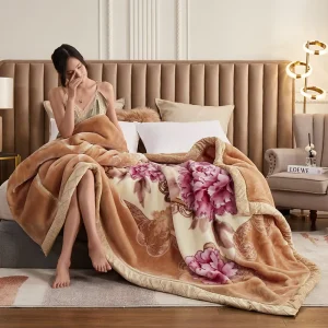 3kg Custom Super Soft Floral Printed Luxury Raschel Blanket 220*240 for Winter