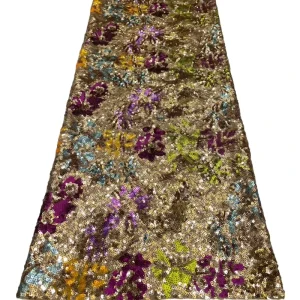 3mm Colorful Sequin Embroidery Fabric Warp Knitted Twill for Boys Cheongsam Dresses Slub Accessory Sequins Embroidered Lace