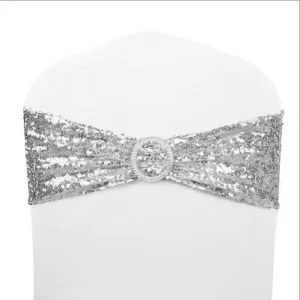 3mm Sequin Chair Sash Chair Cover for Wedding and Events Supplies Party Decoration