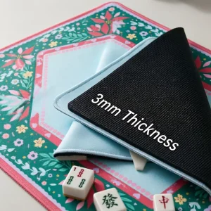 3mm Thick Luxury Non Slip Rubber Base Pink Border Dirt Resistant & Soundproof Floral Green Mahjong Mat