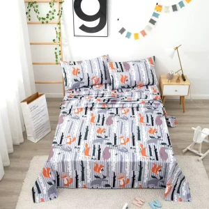 3pcs 1 Duvet Cover 2 Pillow Shams Queen 100% Polyester Vintage Washable Bedding Set for Teen Boy & Girl Home Use