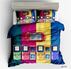 3pcs 100% Polyester Cartoon Game Digital Print 3D Comforter Set Queen King Twin Sizes Single Bedding Home Hotel