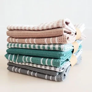 3pcs Chinese Tea Accessories Tea Towel Cotton Yarn Dyed Tea Towel Home Cloth Napkin Kitchen Towel Set