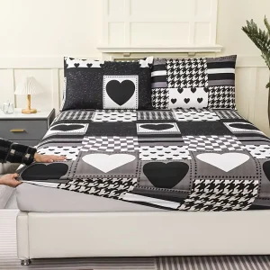 3pcs Knitted Eco Friendly Microfiber 200TC American Style Bedding Set Fitted Bed Sheet Florals Printed Home Use