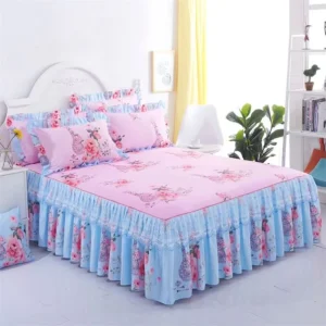 3pcs Printed Bedding Set Soft Bed Skirt Wedding Bedspread Full Twin Queen King Size Bed Sheet Mattress Cover Bedsheets