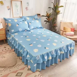 3pcs Printed Bedding Set Soft Bed Skirt Wedding Bedspread Full Twin Queen King Size Bed Sheet Mattress Cover Bedsheets J0111