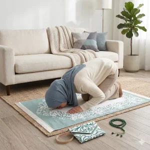 3pcs Set Portable Muslim Prayer Rug with Crossbody Shoulder Bag and Tasbih 70x110cm Soft Jacquard Islamic Prayer Mat for Travel