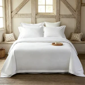 3pcs Twin 60s Cotton Sateen Bedding Set Solid White Soft Breathable for Kids Guest Room