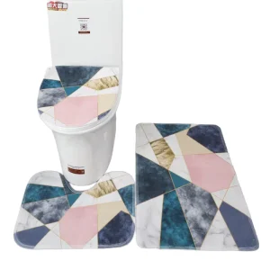3pcs U Shaped Solid Toilet Mats Non Slip Memory Foam Carpet Water Absorption Bath Rug Bathroom Floor Mat and Toilet Seat Set
