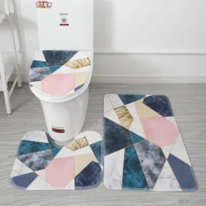 3pcs Water Absorption Non Slip Bath Rug U Shaped Toilet Mats Memory Foam Carpet Area Rugs Bathroom Mat Set