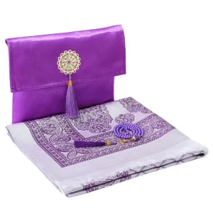 3pcs set Modern Silk Muslim Prayer Rug Set Elegant Pouch 99 Beads Pearl Prayer Tasbih Washable Portable Prayer Mat Women Eid