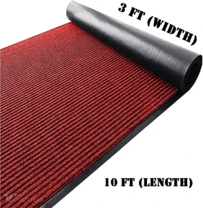 3x10ft Red Outdoor Door Mat Heavy Duty Commercial Runner Rug Anti Slip Entrance Mat Indoor Outdoor PVC Backing Waterproof