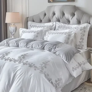 4 In 1 White Bedding Set White King Size Duvet Cover Bed Sheet Bedding Set