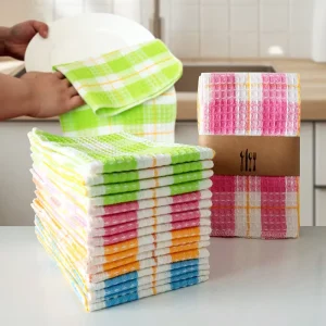 4 Pack Cotton Kitchen Towels for Cleaning and Tea Time Multi Colored Absorbent Dish Cloths Reusable Napkins for Home & Café
