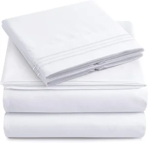 4 Pcs Egyptian Cotton White Bed Sheets Set Luxurious King Size Bedding Set of China