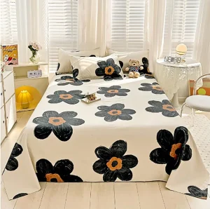 4 Pcs Luxury Vintage Washable Home Hotel Bed Sheet Set with Fitted Sheet Flat Sheet and Pillowcase 100% Polyester