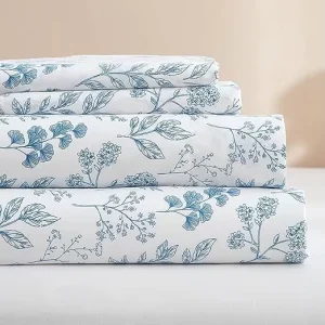 4 Piece Bed Sheets Set White Sheets Deep Pocket 16″ Luxury Soft