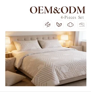4 Piece Customizable Size Ultra Soft 100% Polyester 200TC Breathable Eco Friendly Quilt Cover Set 1 Quilt Cover + 2 Pillowcases