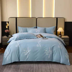 4 Piece Floral Meadow Cotton Bedding Set Machine Washable Full Set with Duvet Cover Sheet & Pillowcases