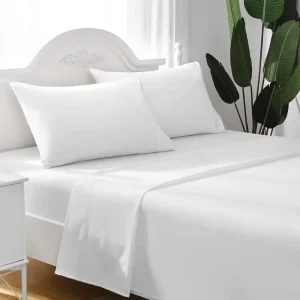 4-Piece Microfiber White Hotel/Hospital/Home Textile Soft Breathable Soft Feeling King/Queen Size Fitted Sheet Set Flat Sheet