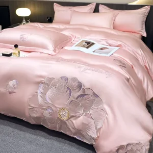 4-Piece Modal Jacquard Embroidery Home Bedding Set Wash Silk Bed Sheet Set