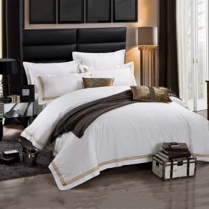 4 Piece Single Double Queen King Hotel Bed Sheet 100% Cotton Embroidered Duvet Cover Bedding Set