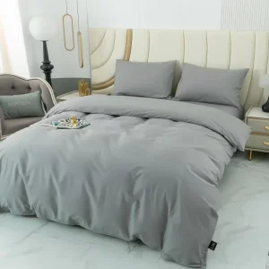 4 Piece Solid Gray Bedding Set Soft Breathable Hotel Quality All Season Bed Sheet Set Skin friendly 60S Satin Stitching Duvet