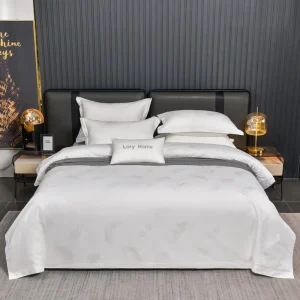 4 Pieces Feather Jacquard Bedding Set Cotton Hotel Bed Cover Custom Logo