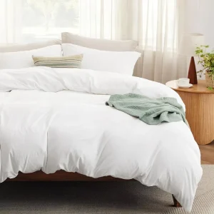 4 Pieces Prewashed Polyester Soft Bedding Set 1 Duvet Cover 90×90 with Zipper Closure 2 Pillow Shams 1 Fitted Sheet