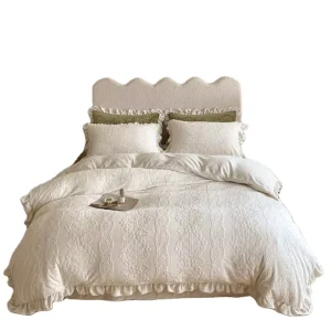 4 Pieces Thick Fluffy 3D Pattern Luxury Fleece Bed Bedding Duvet Cover Sheet Set with 2 Pillowcase for Kids and Adult