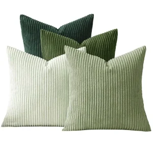 4 Set Corduroy Striped Decorative Throw Pillow Covers 18×18 Inch Soft Boho Modern Farmhouse Home Decor Breathable
