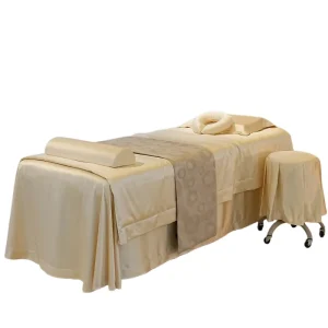 4 in 1 Set Massage Table Skirt Massage Sheet With Face Hole Satin Sailk Bed Sheet Skirt Quilt Cover Pillowcase Stool Cover Set