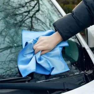 40*40 30*30 Auto Interior Glass Wiping Cloth Custom Label Lightweight Fast Drying 300gsm Car Cleaning Towel Sky Blue