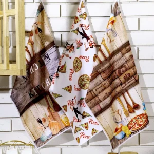 40*60 cm 48 Gram/piece Stock Ready Tea Microfiber Printed Kitchen Dish Towels for Sublimation Kitchen Towel