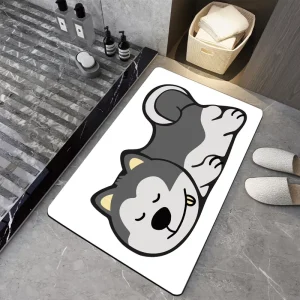40*60cm Diatomite Eco Friendly Bath Mat Dropshipping Water Absorbent Non slip Floor Mat Print Cute Dog Design Bathroom Decor