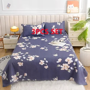 40 Design Choice Stock Polyester 3pcs Bedsheets Bedding Set Many Size with Pillowcases