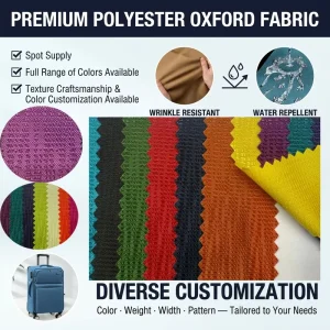 400D PU Coated Abrasion-Resistant Polyester Jacquard Oxford Fabric for Handbags Backpacks Luggage Tents Outdoor