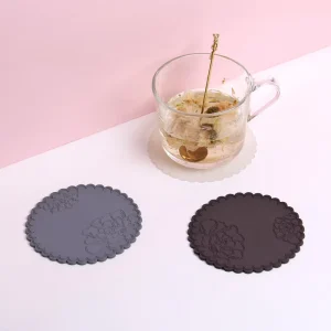 400°F Heat Resistant Rose Design Non Slip Place Mat Coaster Cup Pad for Tea Cups and Saucers Home Office Supplies