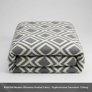 400GSM Modern Geometric Tricot Breathable Mattress Fabric Yarn Dyed Grey White Interlock Jacquard Ticking Factory Direct