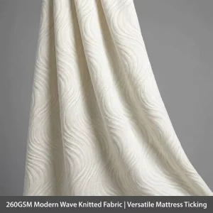 400GSM White Polyester Knitted Mattress Fabric Modern Wave Texture Jacquard Ticking Factory Direct