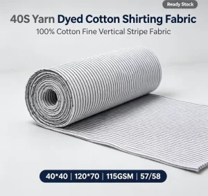 40S 100% Cotton Yarn Dyed Lightweight Fine Vertical Stripe Fabric 115GSM Plain Weave Shirts Pants Dresses Home Textiles Girls