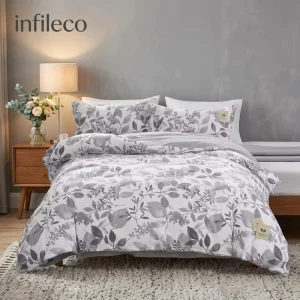 40S Wash Cotton Woven Modern Folded Duvet Cover Set Infant Grade Skin-Friendly King Size 250TC Bedding for Family Bedroom Use