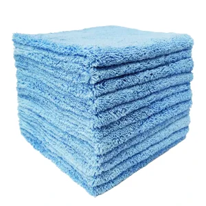 40x40cm 380gsm Blue Edgeless Coral Fleece Cleaning Cloths Crystal Coated Towel for Vehicle Absorbent Microfiber Car Wash Towels