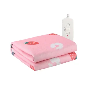 425G Polyester Electric Heated Blanket with Pink Strawberry Pattern Electric Blanket for Winter