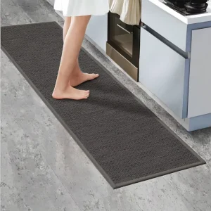 43.5x150cm PU Non Slip Washable Absorbent Kitchen Rug & Hallway Laundry Runner Gray Doormat